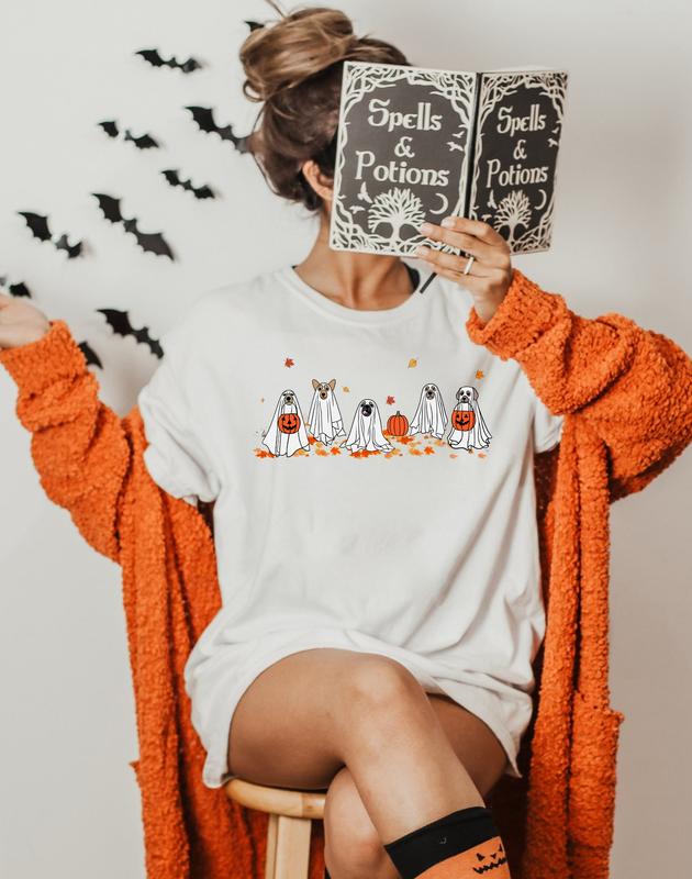 ÃÂ¡ute Ghost Dog Shirt, Halloween Shirt, Ghost Shirt, Dog Lovers Shirt, Halloween Dog Shirt, Spooky Season Tee Top Womenswear