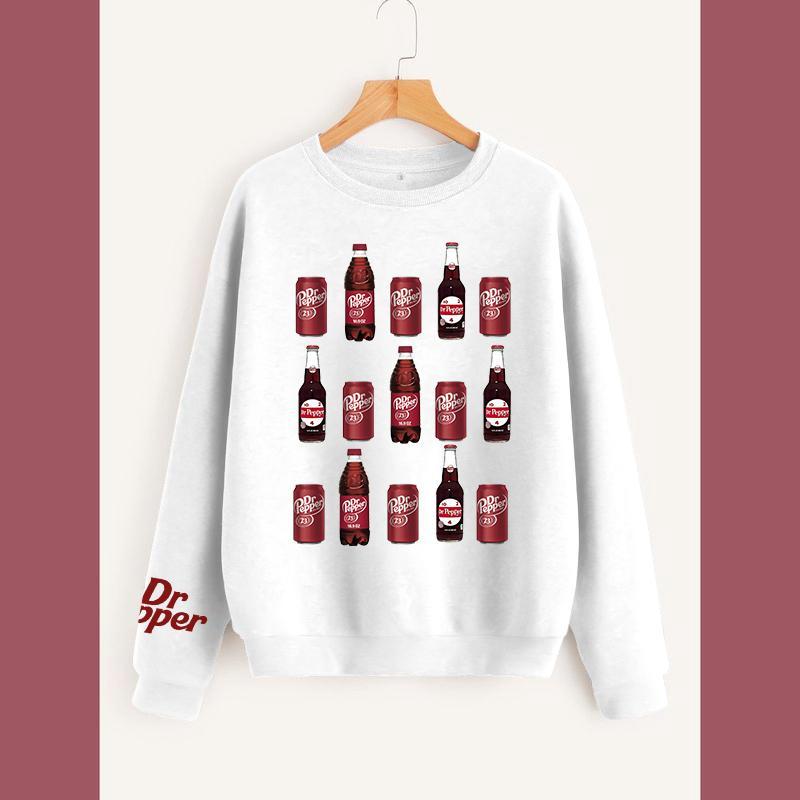 Retro Soda Can Crewneck Sweatshirt, Vintage Dr Pepper Can Sweatshirt Fabric Sweaters