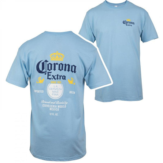 Corona Extra Label Light Blue - 2 Side T-shirt - Cross-gender Fashion - Mix And Match - Extended Size Range - Choose Your Color - Find Your Look