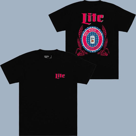 Miller Liter Red White T-shirt - 2 Side - Universal Style Options - Choose Your Style - Extended Size Range - Colors For All - Functional Fashion