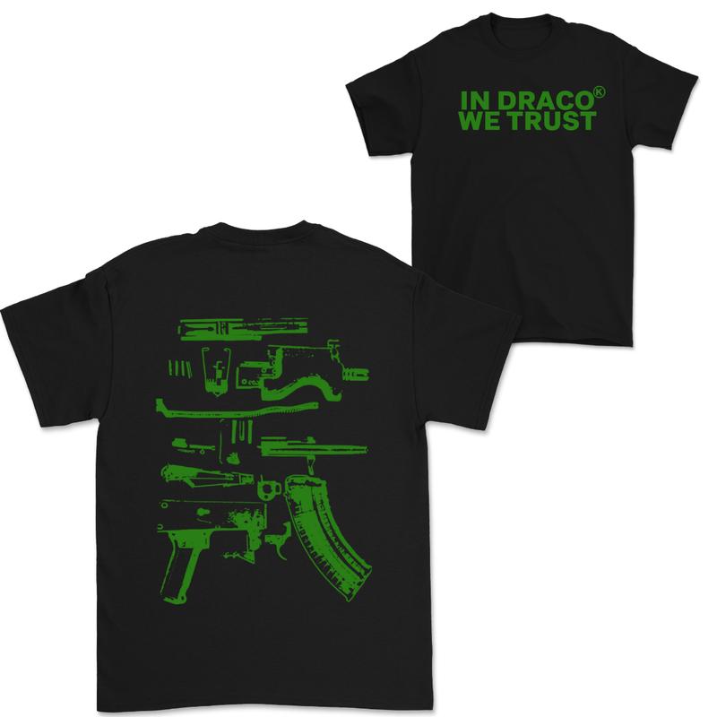 In Draco We Trust Double Sided Tee, White Color and  Black  Color Unisex T-Shirt
