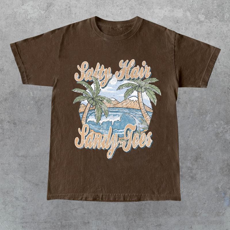 Retro Beach Surfer Graphic T-Shirt, Vintage Salty Hairs Shirt, Surfer Tee, Beach Life Shirt, 90s Beach Surf Shirt,  Unisex Tee