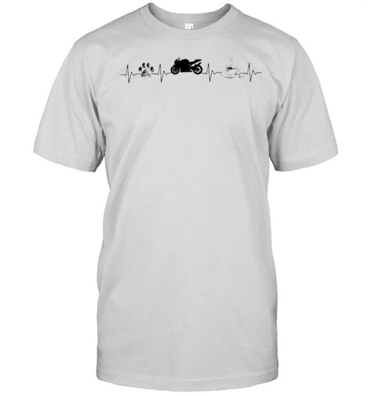 Heartbeat Dog Motorbike And Coffee shirt