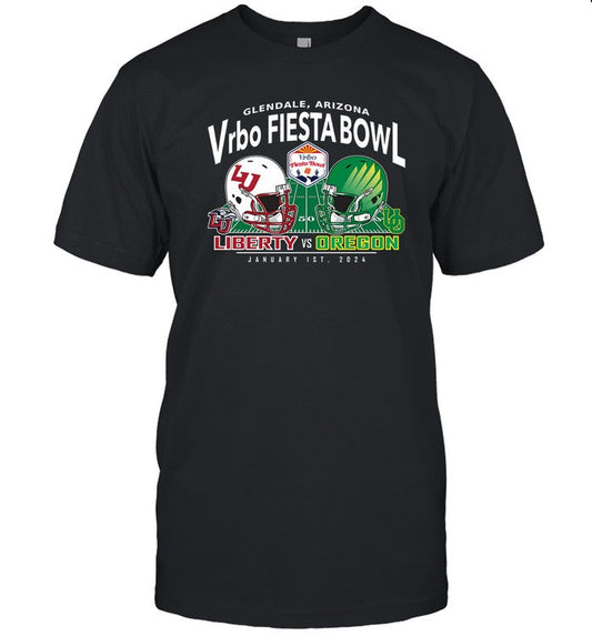 Oregon Ducks vs. Liberty Flames 2024 Fiesta Bowl Matchup T-Shirt