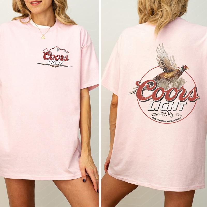 Coors Light Pheasant 2 Sided Shirt, Vintage Pheasant Hunting Graphic Printed Tshirt, Duck Hunt T-shirt, Unisex Hunter Tee, Cotton Casual Womenswear