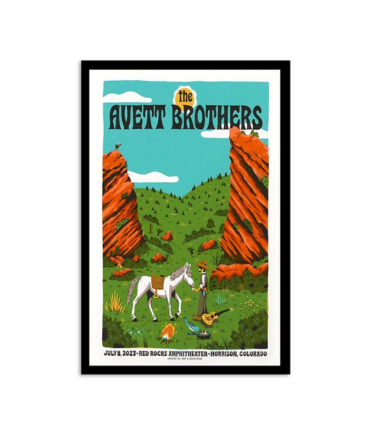 July 8, 2023 The Avett Brothers Red Rocks Amphitheater, Morrison, Colorado Poster