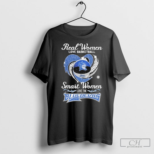 Real Women Love Basketball Smart Women Love The Duke Blue Devils Basketball Heart Diamond T Shirt Sweatshirt Tee