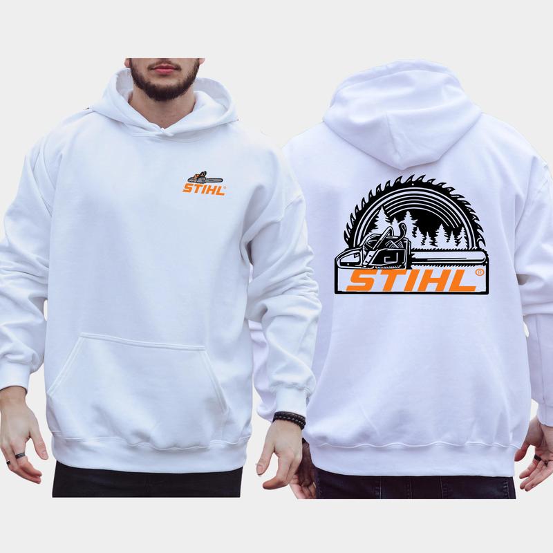 Classic Stihl Chainsaw 2-Sided Hoodie for Men, Men's STIHL Hoodies, Stihl Saw Sweatshirt, Casual Menswear, Classic Cotton Fabric Tops