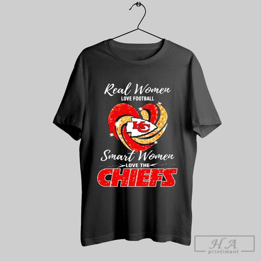 Real Women Love Football Smart Women Love The Kansas City Chiefs Heart Diamond T Shirts