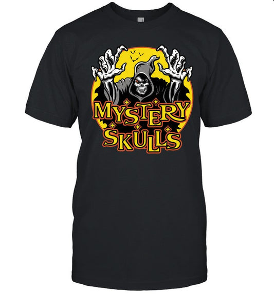 mystery skulls halloween t-shirt