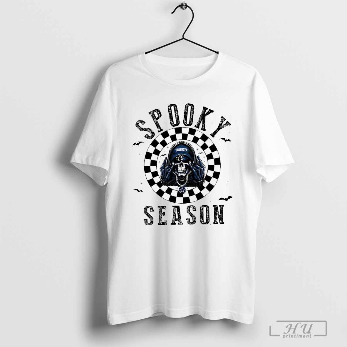 Spooky Season Dallas Cowboys 2024 skeleton checkerboard T-shirt