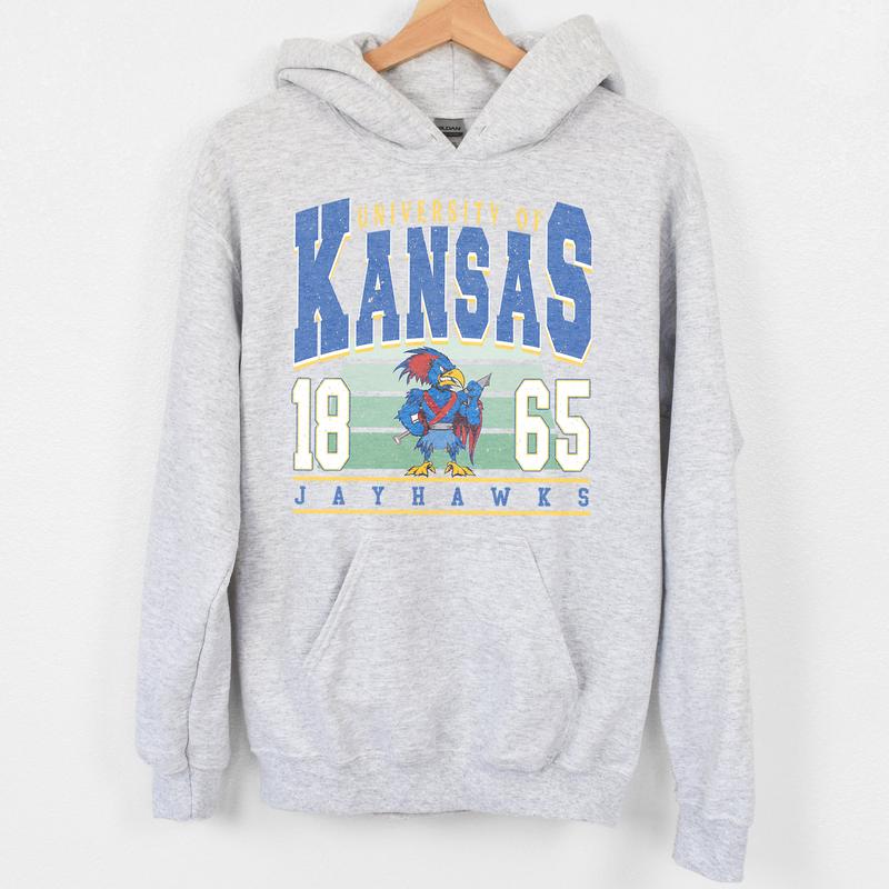 Kansas Jayhawks Vintage NCAA Sweatshirt, Unisex Jayhawks Football Shirt, Classic Sport Hoodie, Gifts for Football Fans, Cotton T-Shirt, Clothing