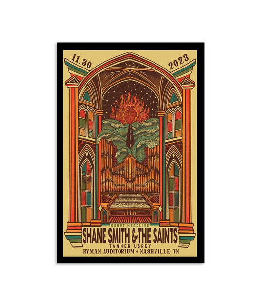 Poster Shane Smith & The Saints 30 November 2023 Ryman Auditorium Nashville Tn