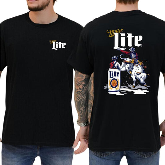 Mens Milller Litee Beer Rodeo T-shirt  Fashion For Every Tshirt, Gift For Men, Love, Athletic, Casual Menswear, Classic Cotton Top, Soft Fabric Shortsleeve Shirt