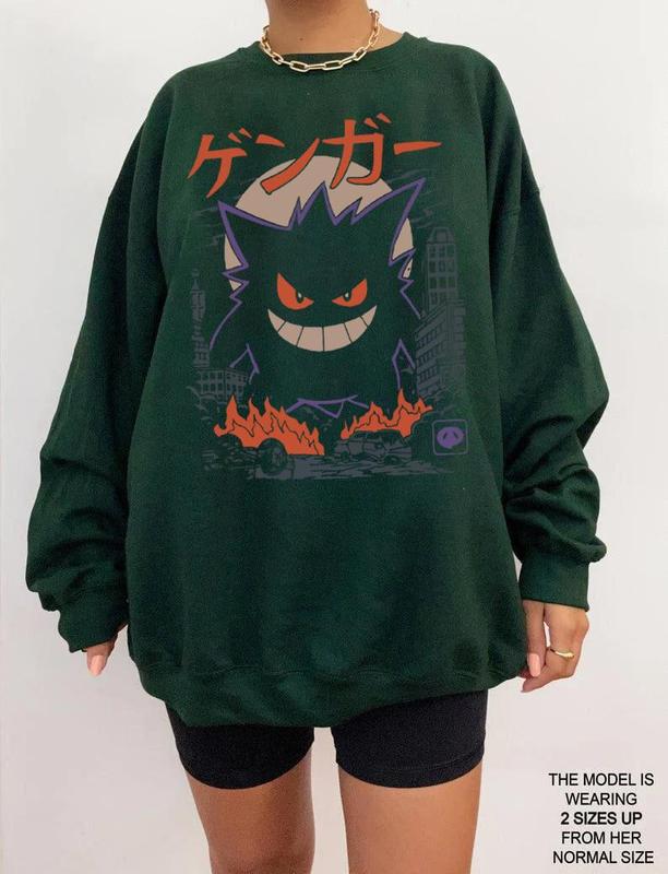 Gengar SWEATSHIRTS  Dark Ghost Kaiju Japanese Style SWEATSHIRTS  Japanese Anime Movie Film Nerd Gaming Novelty Funny Unisex Sweatshirts