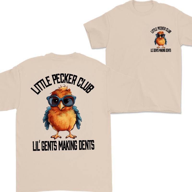 Little Pecker Club Vintage Tee, Men's T-shirt,Unisex , with Funny Bird & Making Dents Design