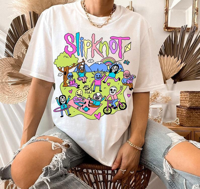 Slipknot Happy Times Playing Together T-shirt - Metal Band Shirt Cotton Graphic Tee Gift Casual Fabric