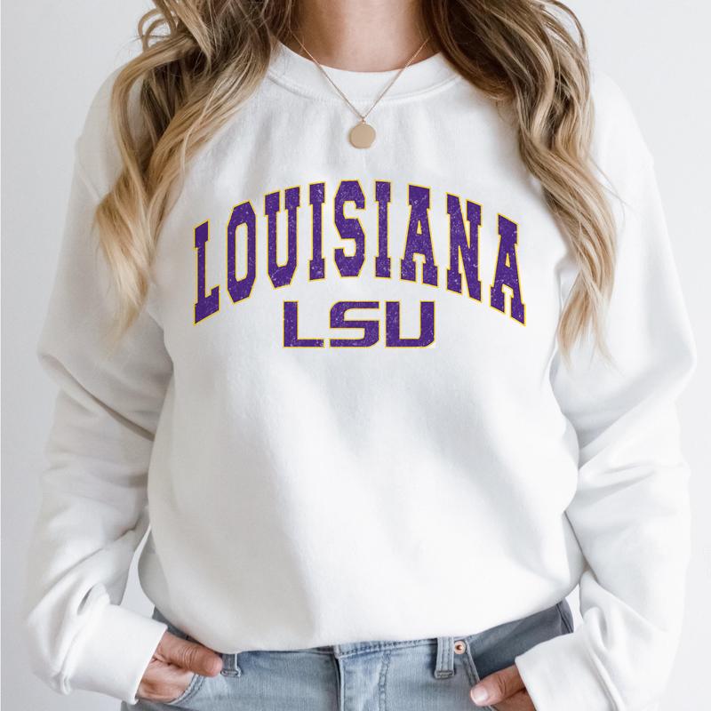 LSU Tigers Vintage Football NCAA Trendy Sweatshirt, Louisiana State University Unisex Football NCAA Shirt, Gift For Men, Gift For Girls, Crewneck, Cotton, Sweaters, Pullover