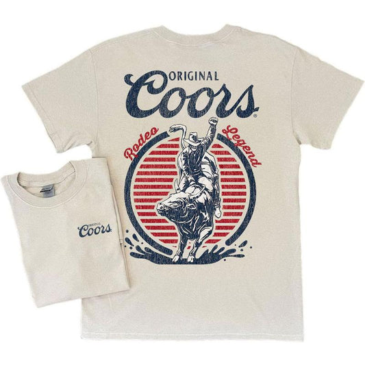Original Coors Rodeo Legend Double Sided Beer Logo T-Shirt - Full Color - Free Ship