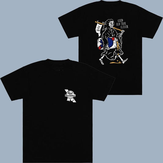 Pabst Blue Ribbon Beer Good Old Reaper T-shirt - 2 Side - Multiple Style Options - Color Spectrum Choice - Wear It Your Way - Gym To Street Wear - Eve