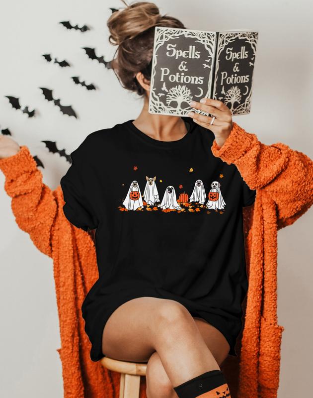 ÃÂ¡ute Ghost Dog Shirt, Halloween Shirt, Ghost Shirt, Dog Lovers Shirt, Halloween Dog Shirt, Spooky Season Tee Top Womenswear