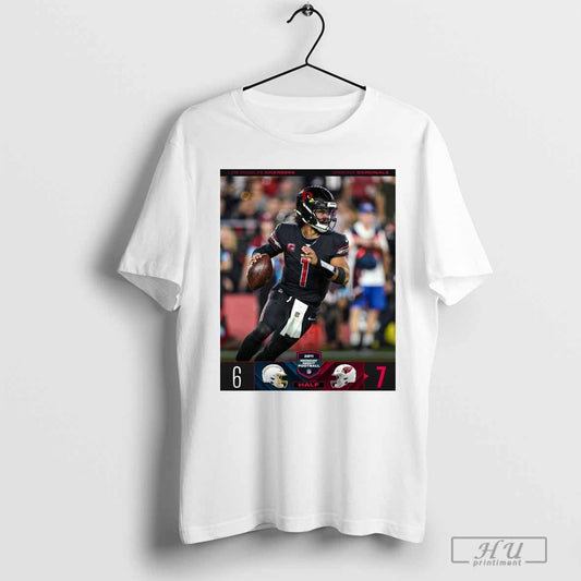 Poster Los Angeles Chargers 6 â€“ 7 Arizona Cardinals Halftime on ESPN+ Monday Night Football T-shirt