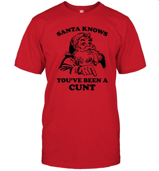 Santa Knows You've Been A Cunt Shirt