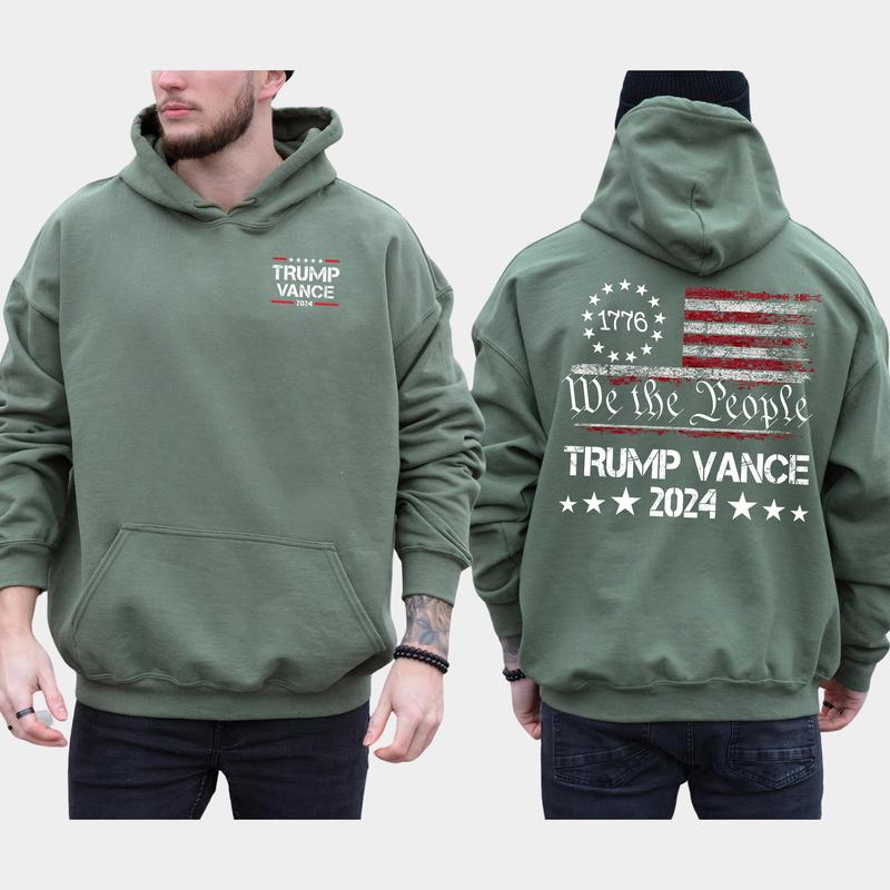 We The People Trump Vance 2024 2-Side Hoodie, Trump 2024 Hoodie, MAGA Hoodie, 1776 Vance Shirt, Casual Menswear