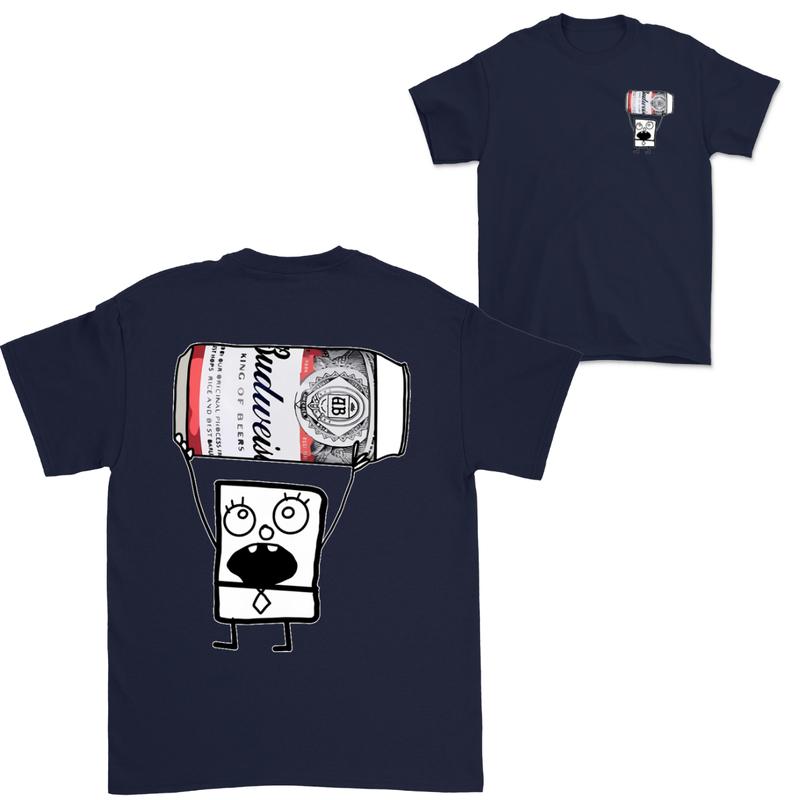 Doodlebob Budweiser 2 Sided T-Shirt, Funny Drinking T-Shirt, Summer T-Shirt, Full Color T-Shirt, Unisex T-Shirt, For Men, For Women, Gift For All Menswear Top