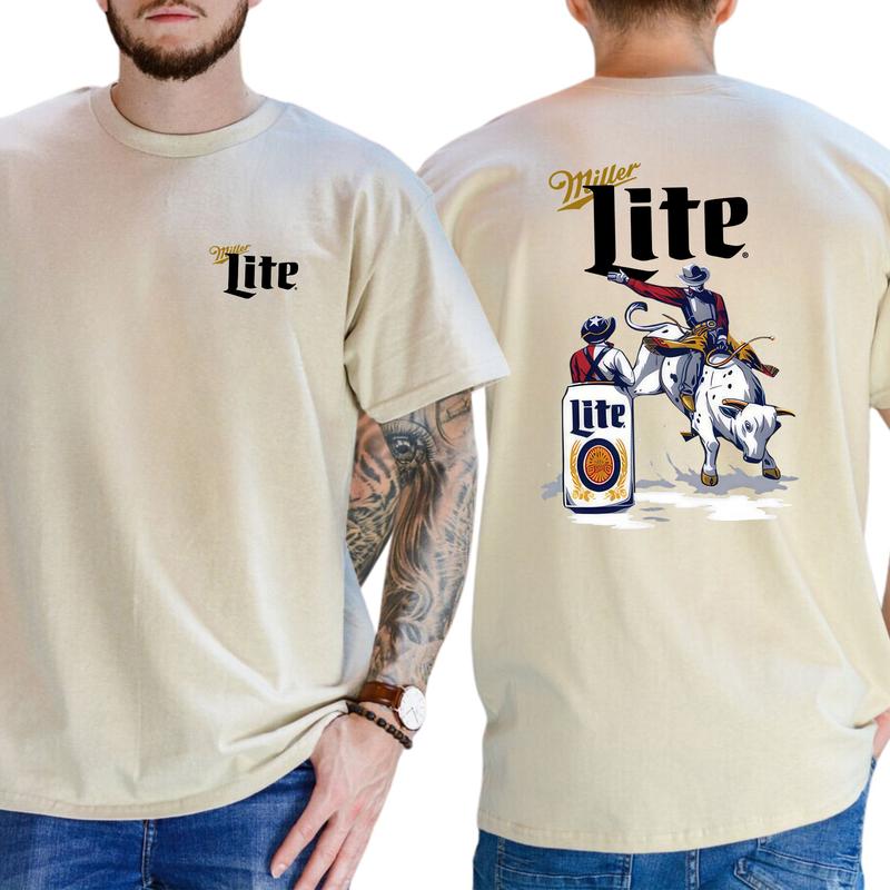 Mens Milller Litee Beer Rodeo T-shirt  Fashion For Every Tshirt, Gift For Men, Love, Athletic, Casual Menswear, Classic Cotton Top, Soft Fabric Shortsleeve Shirt