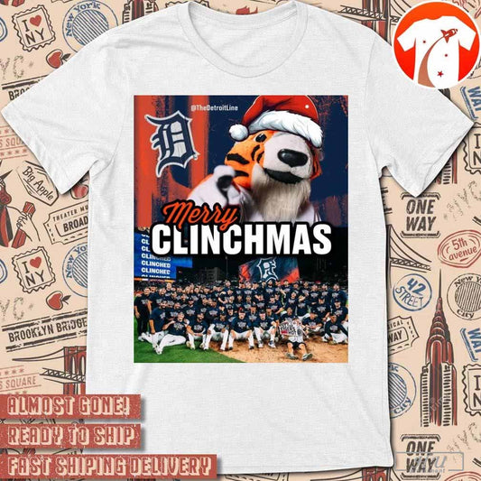 Poster Detroit Tigers October Baseball Is Back For The Tigers Merry Clinchmas T-shirt