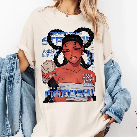 Meg Mamusshi Unisex T-Shirt Sweatshirt Hoodie - Gildan Heavy Cotton, Classic Fit - Collar Crewneck Fabric Jersey Sleeve