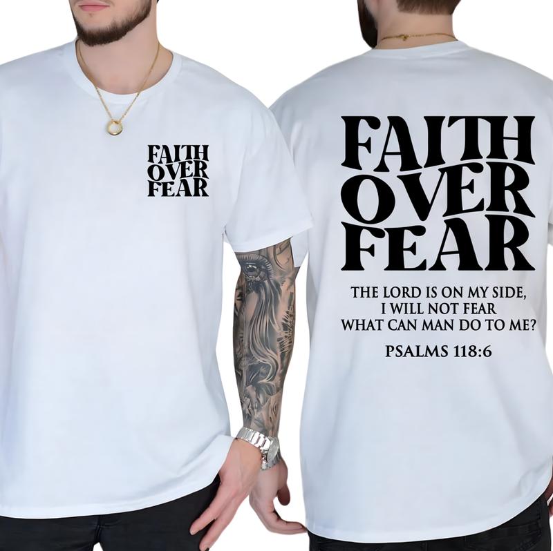 Faith Over Fear Tee Shirt, Christian T-Shirts, Jesus Shirt,Trending Shirt Summer, Classic Cotton Short Sleeve Top for Men - Tshirt Underwear