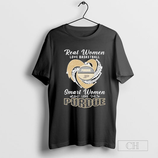 Real Women Love Basketball Smart Women Love The Purdue Boilermakers X Heart Diamonds Shirt