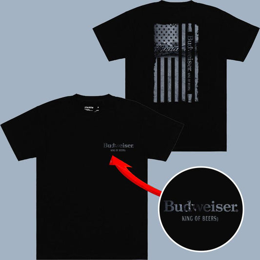 Budweiser Logo Flag T-shirt - 2 Side Ss3 - Every Color Available - Fashion For All Tastes - Dynamic Prints - Shared Wardrobe Options - All Sizes Offer