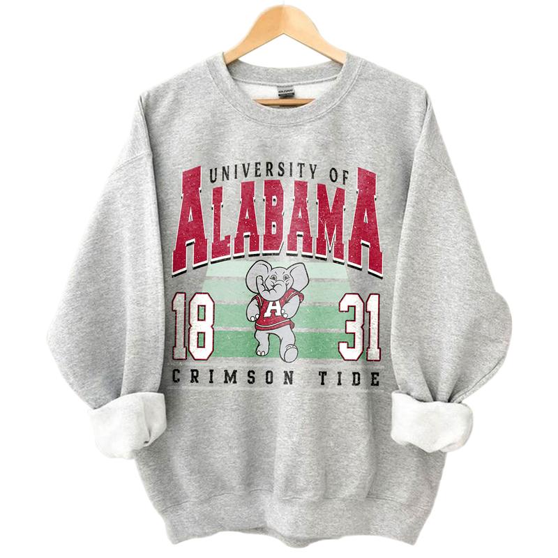 Alabama Crimson Tide Vintage Football NCAA Sweatshirt - Tshirt - Hoodie, University of Alabama Unisex Football NCAA Shirt, Unisex Vintage NCAA Shirt, Classic Football Shirt, Gifts For Football Fan Sport, Cotton, Sweatshirt, Unisex Clothing
