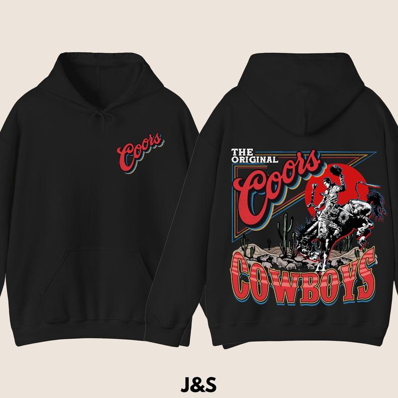 Coors Western Cowboy Hoodie, Sweatshirt,Vintage 90s Graphic Western Hoodie, Retro Coors Hoodie, Wild West Gift, Cool Gift
