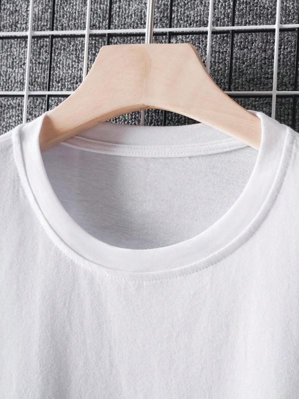 Men's Letter Print Round Neck TeeÂ Summer Clothes, Regular FitÂ Casual Short Sleeve Crew Neck T-Shirt for Summer, Graphic Tees,Â Fashion Men's StreetwearÂ for Daily Wear
