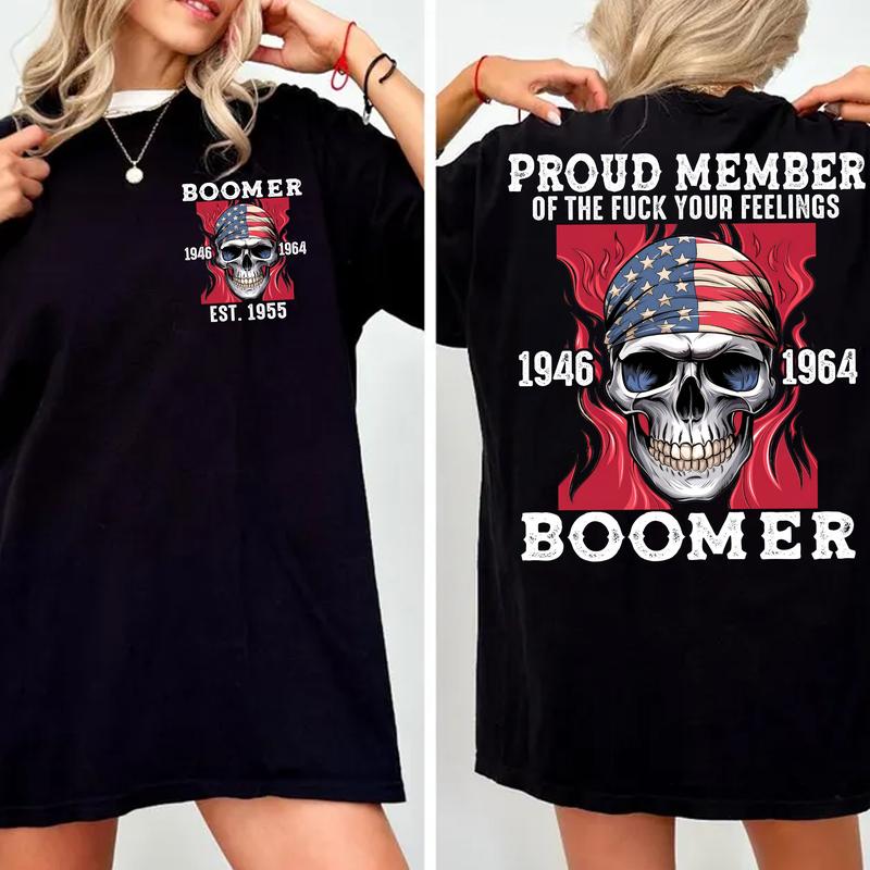BOOMER Proud Members Of Boomer New TShirt, Customize Boomer TShirt, Vintage Inspired Funny Saying Sarcasm Quotes Shirt