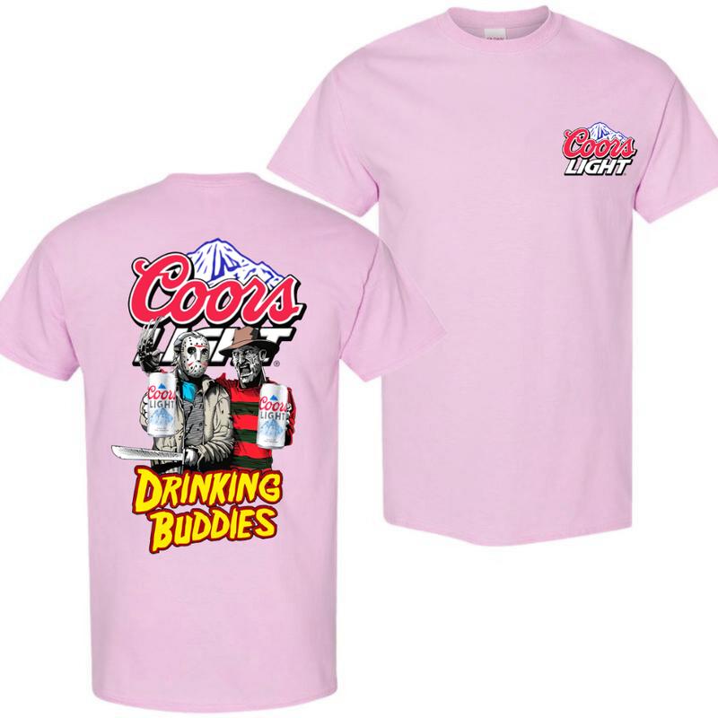Coors Light , Beer, Jason Voorhees And Freddy Krueger Drink Buddies Coors Light Beer 2 Sides T-shirt, Coors Light Halloween Shirt, Halloween Shirt, Fo