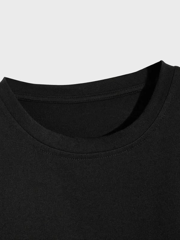 Men's Letter Print Drop Shoulder Tee, Summer Clothes, Regular Fit Casual Soft Comfy Streetwear Round Neck Short Sleeve T-Shirt for Summer, Graphic Tees,Â Men's Top for Daily Wear, Summer Outfits 2024