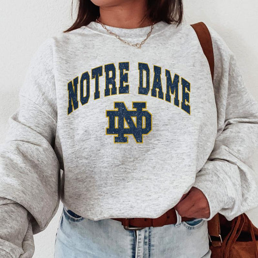 Notre Dame Fighting Irish Vintage NCAA Sweatshirt, University Sport Shirt, Gift for Men, Girls Crewneck, Cotton Sweater, Classic Comfort Style