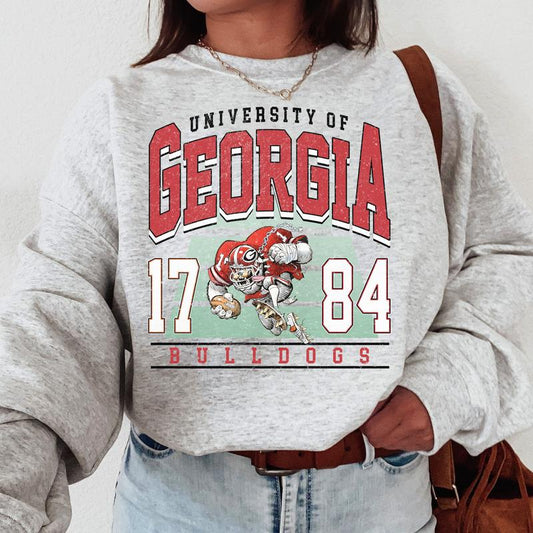Georgia Bulldogs Vintage NCAA College Sweatshirt, Classic Sport Style Gift, Football Fans, University Cotton Pullover, Vintage Sweatshirt, Sport
