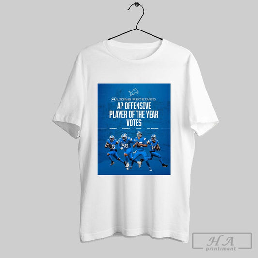 Poster Detroit Lions 4 Lions Received Ap Offensive Player Of The Year Votes Gibbs Sewell Goff St Brown T Shirt