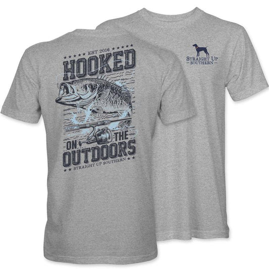 Straight Up Southern Hooked on the Outdoors T-Shirt Ã¢â‚¬â€œ Sport Grey