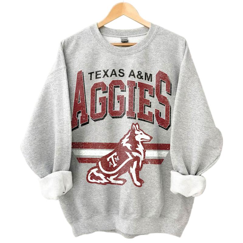 Texas A&M Aggies Vintage NCAA Sweatshirt, University Football Shirt, Classic Gift for Fans, Cotton, T-Shirt, Hoodie, Unisex Sport Style Collection