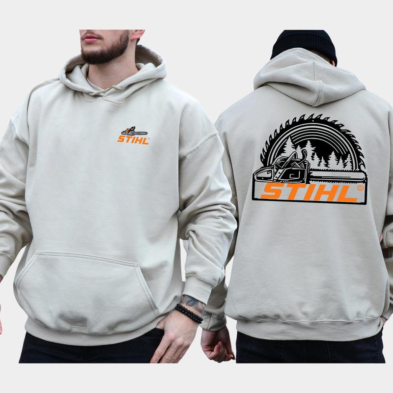 Classic Stihl Chainsaw 2-Sided Hoodie for Men, Men's STIHL Hoodies, Stihl Saw Sweatshirt, Casual Menswear, Classic Cotton Fabric Tops