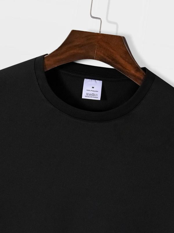 Men's Letter Print Round Neck Tee, Summer Clothes, Regular Fit Short Sleeve Crew Neck T-shirt for Summer, Graphic Tees, Men's Streetwear for Casual Wear