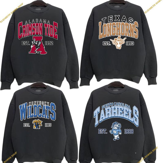 Vintage Sport Teams NCAA Est Collection Unisex Crewneck Sweatshirt, Graphic Team Est Collection Sweatshirt, Gift For NCAA Fans