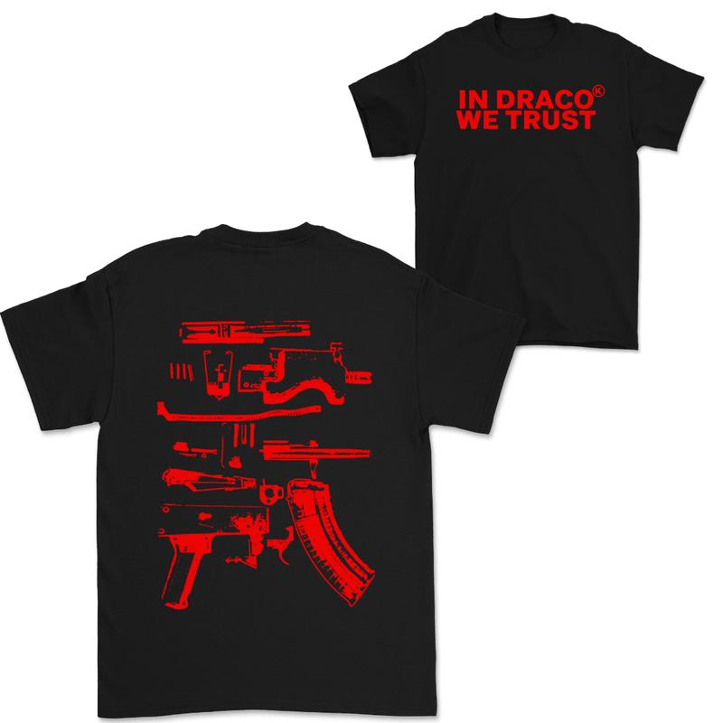 In Draco We Trust Double Sided Tee, White Color and  Black  Color Unisex T-Shirt